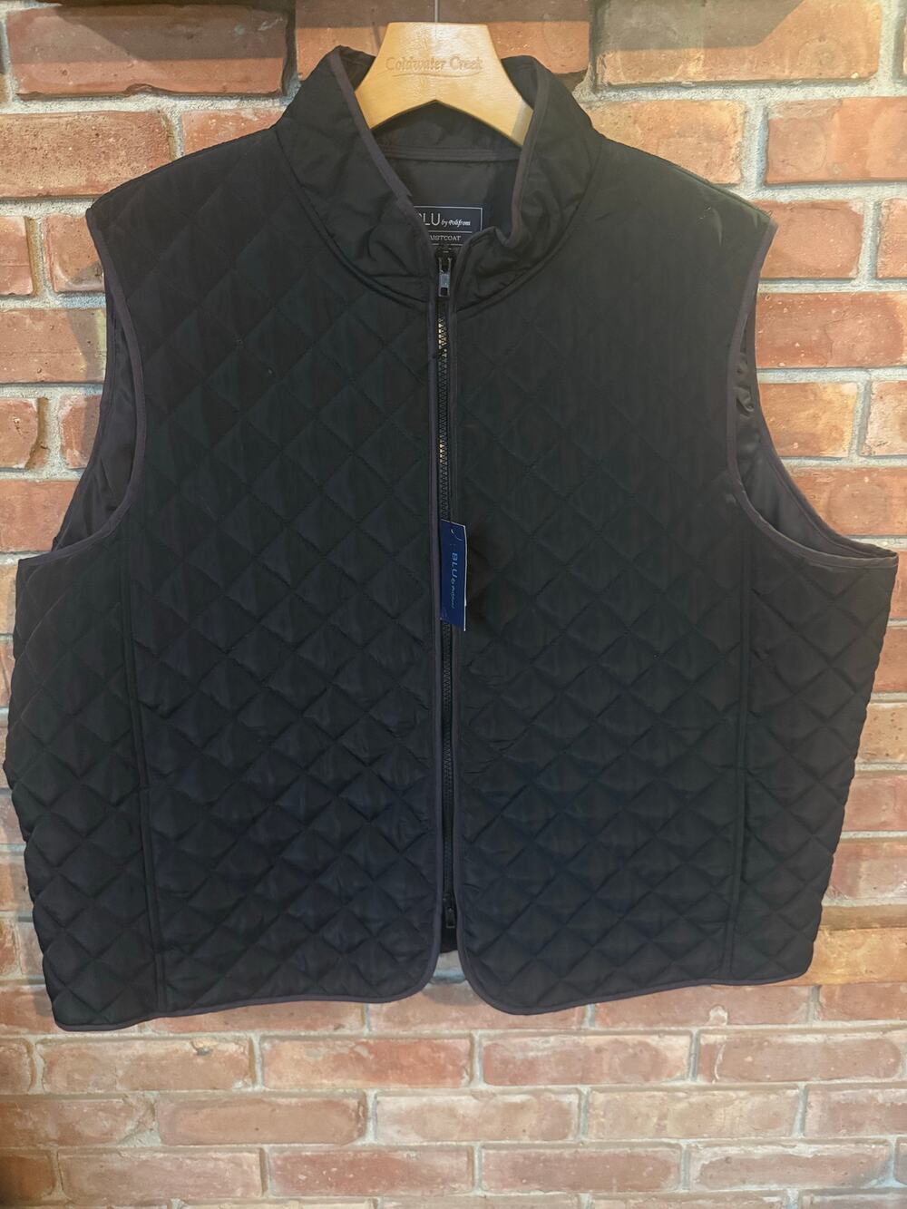 NEW BLU by Polifroni Men's XXL Black Diamond Quilted Lightweight Vest NWT